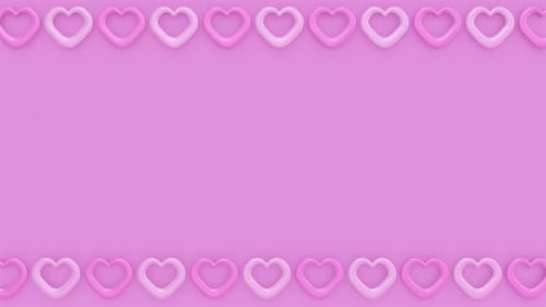 Pink Gradient Glossy Cartoon Heart Frame Loop Animation Background