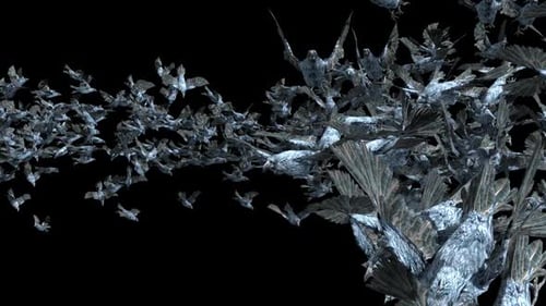 Abstract Flock of Flying Crystal Birds