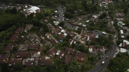 Rooftops Of Houses In The Suburban Area Of Jakarta, Indonesia - aerial drone shot