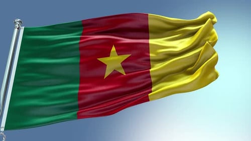 Realistic Cameroon National Flag Waving in the Wind