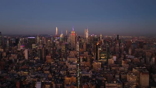 Aerial View of the Empire State Building Dominating Midtown Manhattan and New York City Skyline