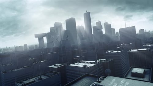 3D Skyscraper City Text Travel