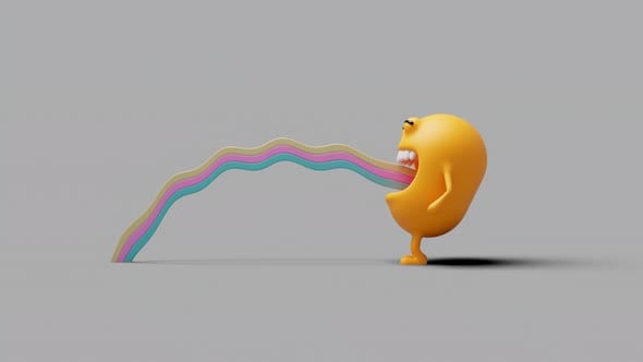 Abstract character burping a rainbow. Allegory ha a child's mood. video ...