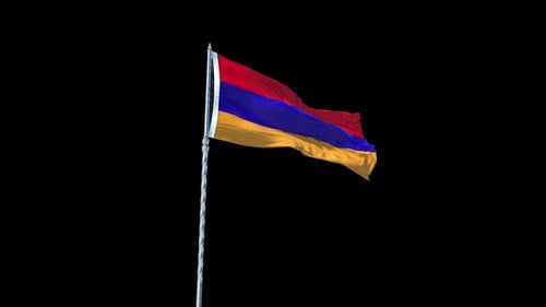 Armenian Flag Waving on Black Background