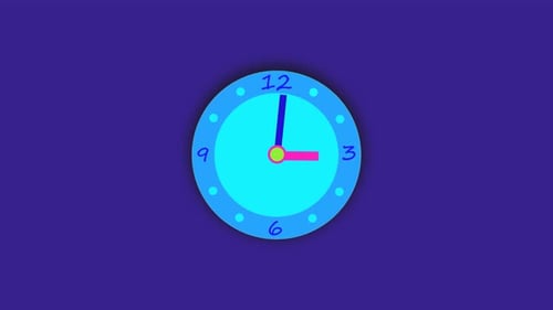 Animated Flat Design Clock Icon with Moving Hands Loop
