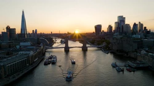 Iconic City of London aerial drone panoramic view over famous buildings