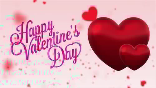 Happy Valentine's Day Animated Text with Shiny Red Hearts