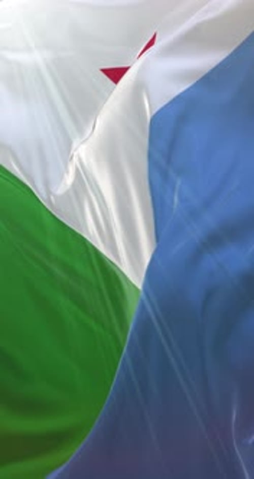 Realistic Waving Flag of Djibouti Vertical Motion Background