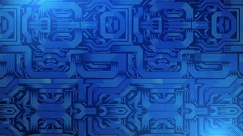 Futuristic Blue Circuit Board Data Flow Animation