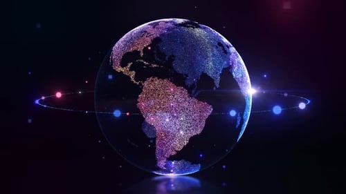 Digital Earth Globe Particle Network Connection Animation