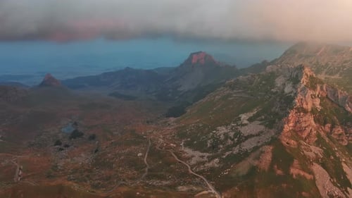 Mountain Range Aerial View at Sunrise
