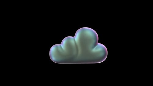 Cloud Icon Iridescent social media aesthetics on a transparent alpha