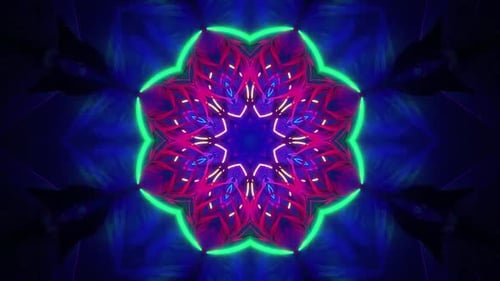 Vibrant neon mandala pulses with mesmerizing abstract motion