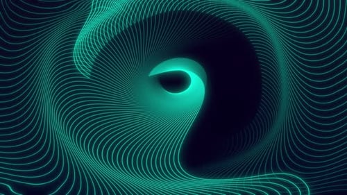 Spirale Langsam fließender abstrakter Schwarzweißpartikelvektorhintergrund