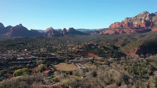 Drone view of desert aerial landscape in Sedona, Arizona