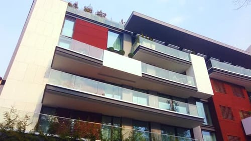 Block of flats, real estate background, modern and minimalist architecture, high class.