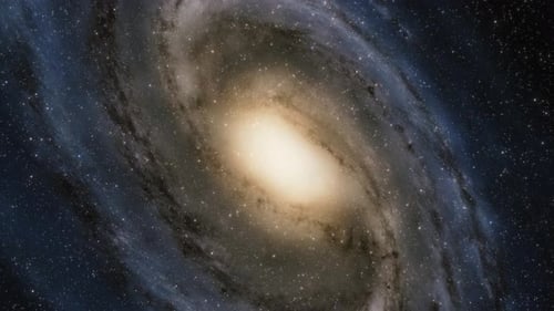 Starship Flies at the Speed of Ligh Near the Center of the Milky Way Galaxy in Space