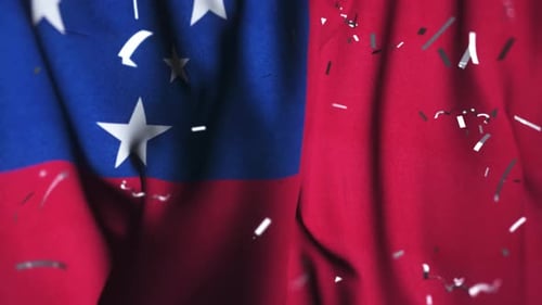 Waving Flag with Shiny Confetti Animation