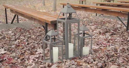 Lanterns Decorate Autumn Outdoor Wedding Ceremony