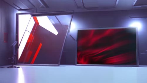 Sleek Virtual TV Studio: Modern Set for Engaging Multimedia Broadcasting