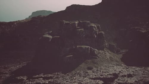 Massive Rock Formation in Desert