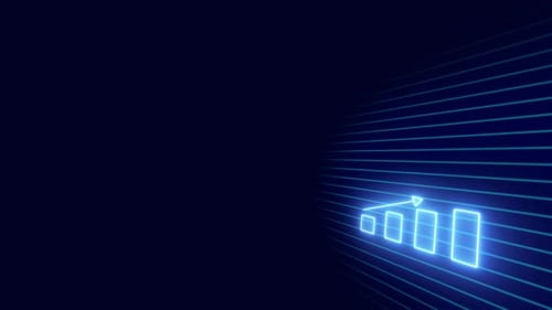 Digital Neon Bar Chart Animation Illustrating Business Growth