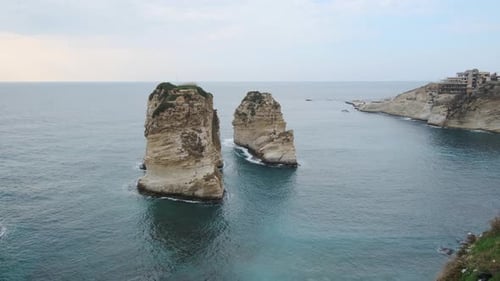 Rouche rocks in Beirut, Lebanon in the sea during daytime