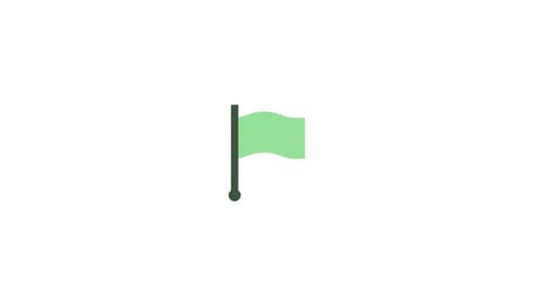 Flat Design Green Flag Waving Animation
