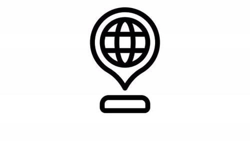 Animated Globe Location Pin Line Icon Morphing