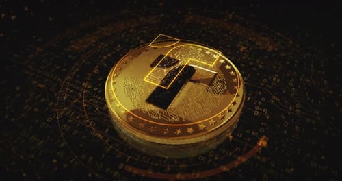 Golden Digital Question Mark Logo Reveal on Crypto Coin