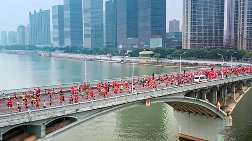 Urban Marathon runners on the street. Marathon running race