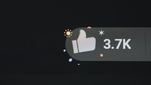 Clicking like button showing the number of likes on black background