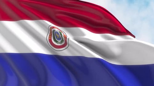 Seamless Loop of the Realistic Waving Flag of Paraguay