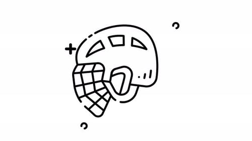 Ice hockey helmet line animated icon. Motion graphic animation winter themed