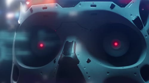 Training neuronaler Netzwerke. Der Kopf des Roboters lernt Informationen aus nächster Nähe