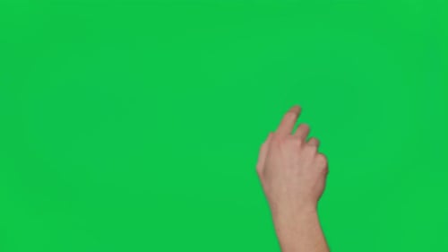 Male Hand Touching Clicking Tapping Sliding and Swiping on Chroma Key Green Screen Background