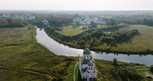 Suzdal Kremlin Russian City with Orthodox Churches and Monasteries Aerial 2015