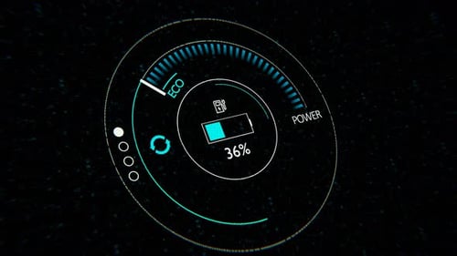 Futuristic Digital HUD Display for Eco Power Monitoring
