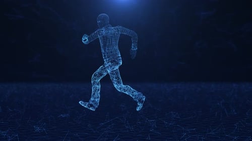 Futuristic Digital Wireframe Runner Loop Animation