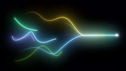Abstract futuristic glowing neon laser line curve. Light trail wave, style optic fiber, digital artw