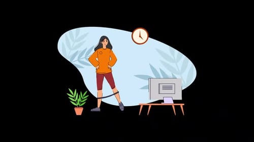 Woman doing Exercises Animated Illustration