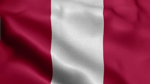 Red and White Striped Fabric Flag Waving Animation