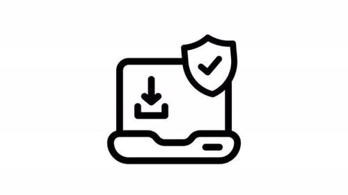 Animated Laptop Download Security Icon with Checkmark