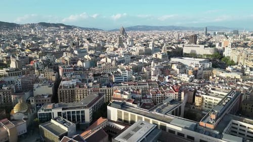 Aerial video of the city of Barcelona in Spain