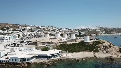 The Greek island of Mykonos, the old town on the sea during a sunny day