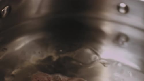 Fresh Meat Boiling in a Kitchen Pot