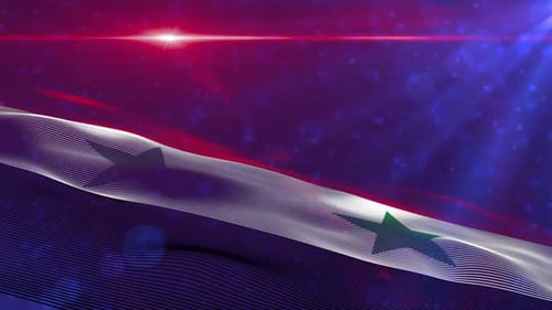 Animated Waving National Flag Background Loop with Light Flares