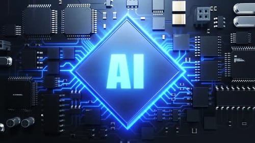 Futuristic AI Technology Glowing Chip Reveal