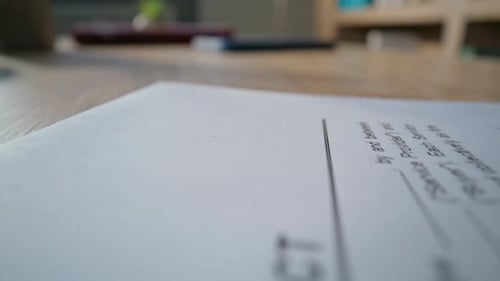 Closeup Document Office Desk at Organized Workspace Legal Business Contract