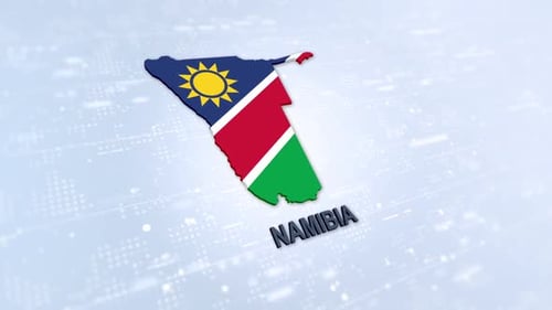 Animated 3D Map of Namibia with Flag and Country Name